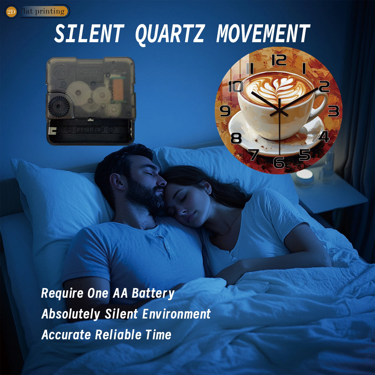 Horloge Mural Tasse Café Rustique Peinture Huile Vintage