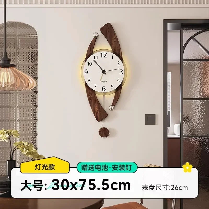 Horloge Murale Bois Élégante Rétro Silencieuse Décoration