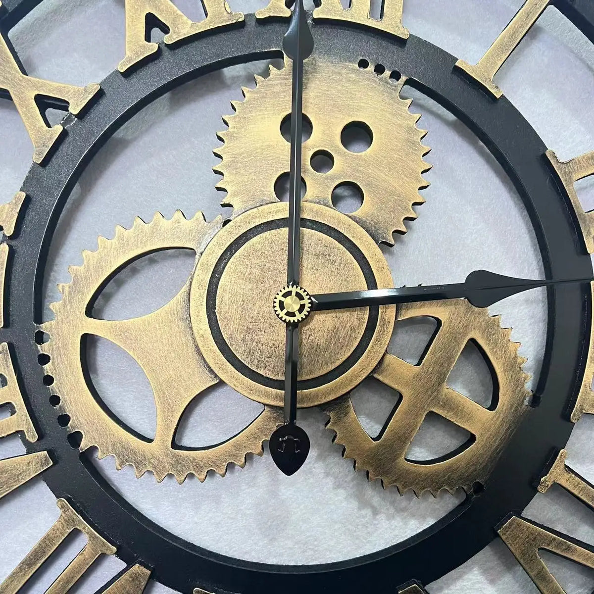Horloge Mural Engrenages Mobiles Industrielle Rustique Métal