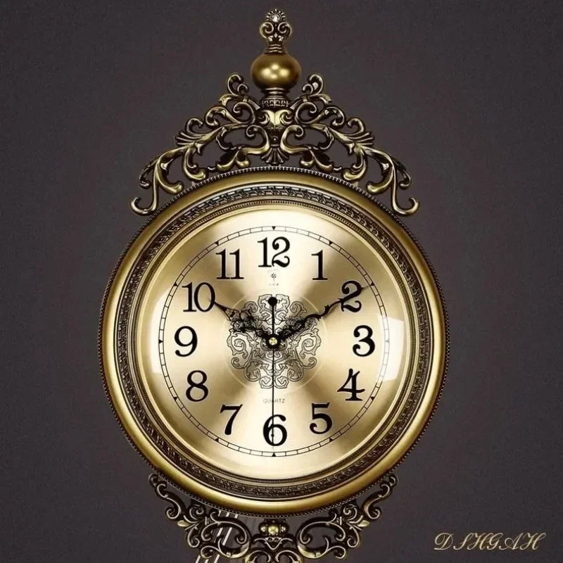 Horloge Mural Or Luxe Géante Balancier Silencieuse