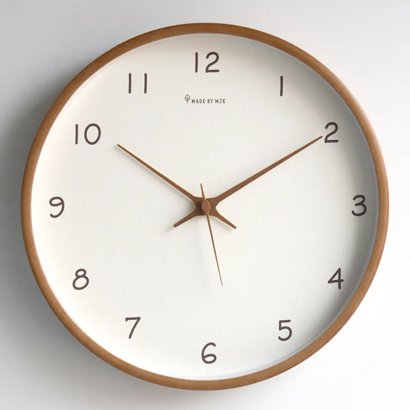 Horloge Mural Bois Massif Minimaliste Silencieuse Quartz