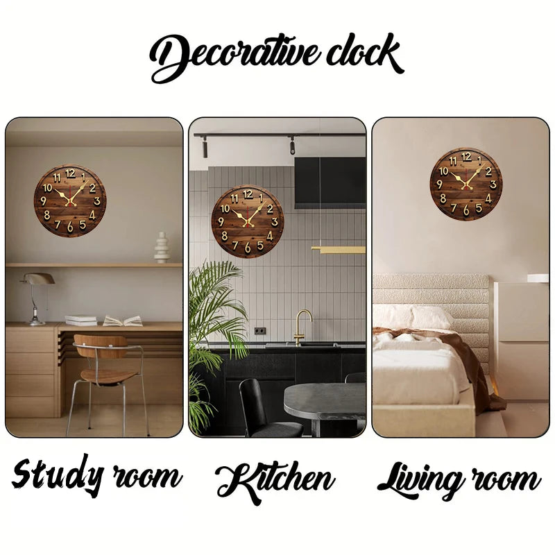 Horloge Mural Ronde Silencieuse en Bois Design