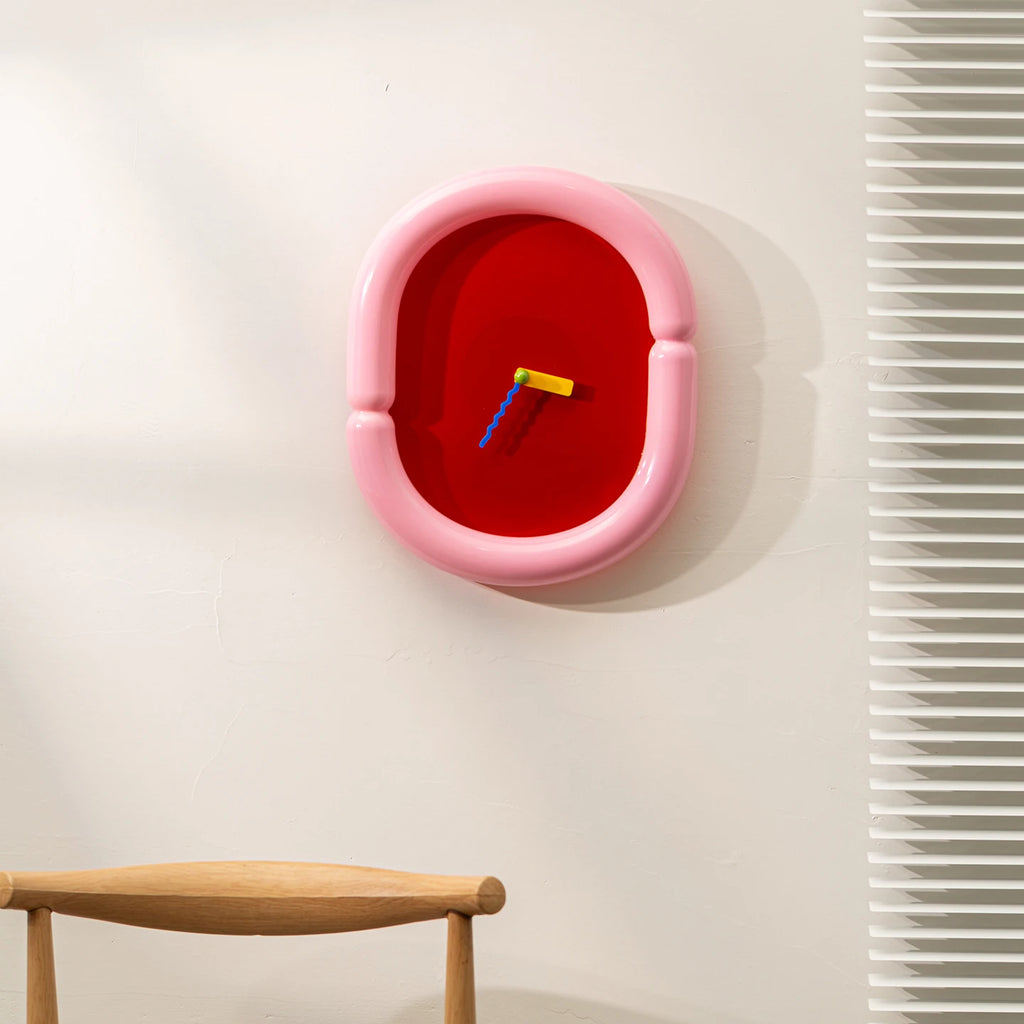 Horloge Murale Ovale Crème Nordique Design Acrylique