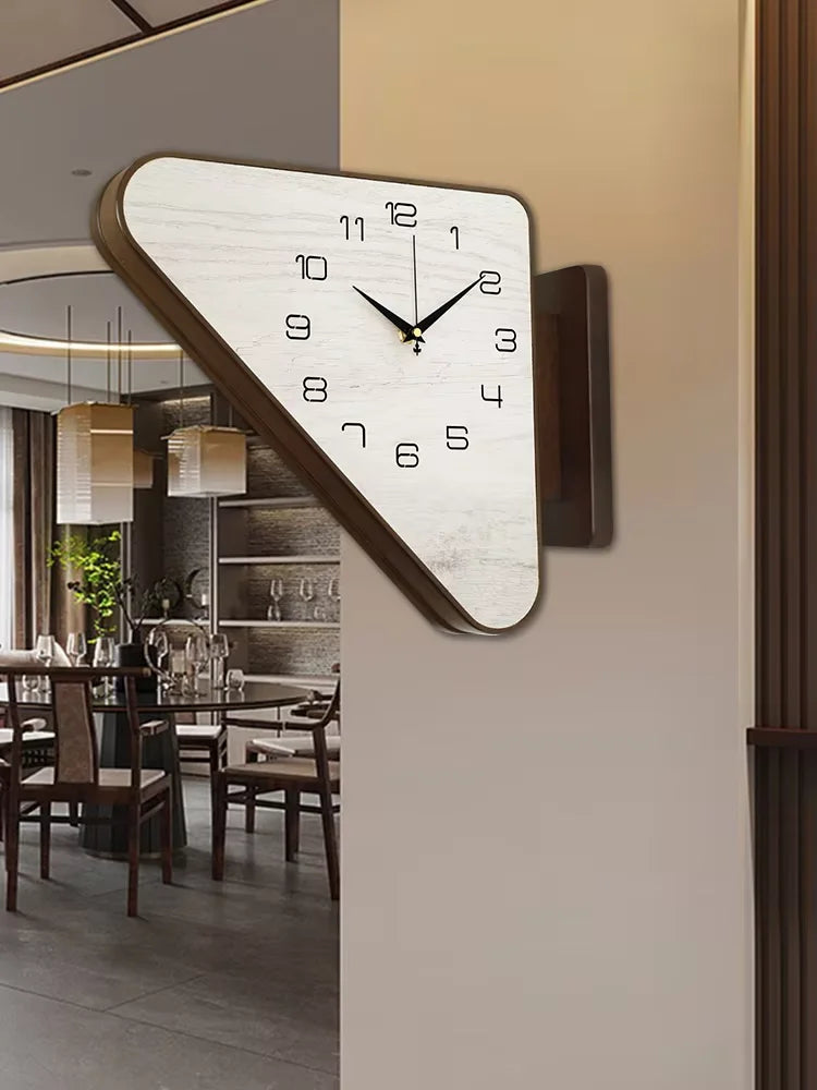 Horloge Mural Double Face Coin Bois Moderne