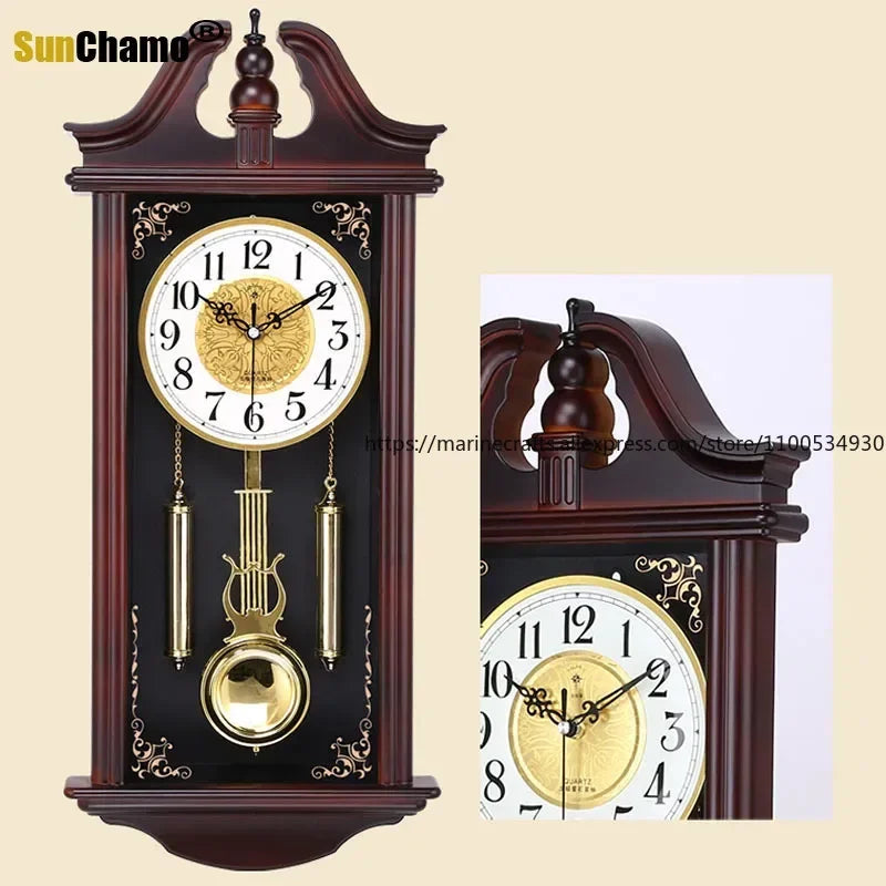 Vintage Clocks Wall Clocks Living Room Luxury Wood Retro Silent Swing Wall Watches Relol Para Casa Wall Clock Home Decoration