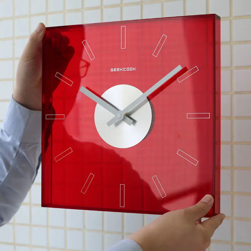 Horloge Mural Moderne Acrylique Carrée Bleu Klein