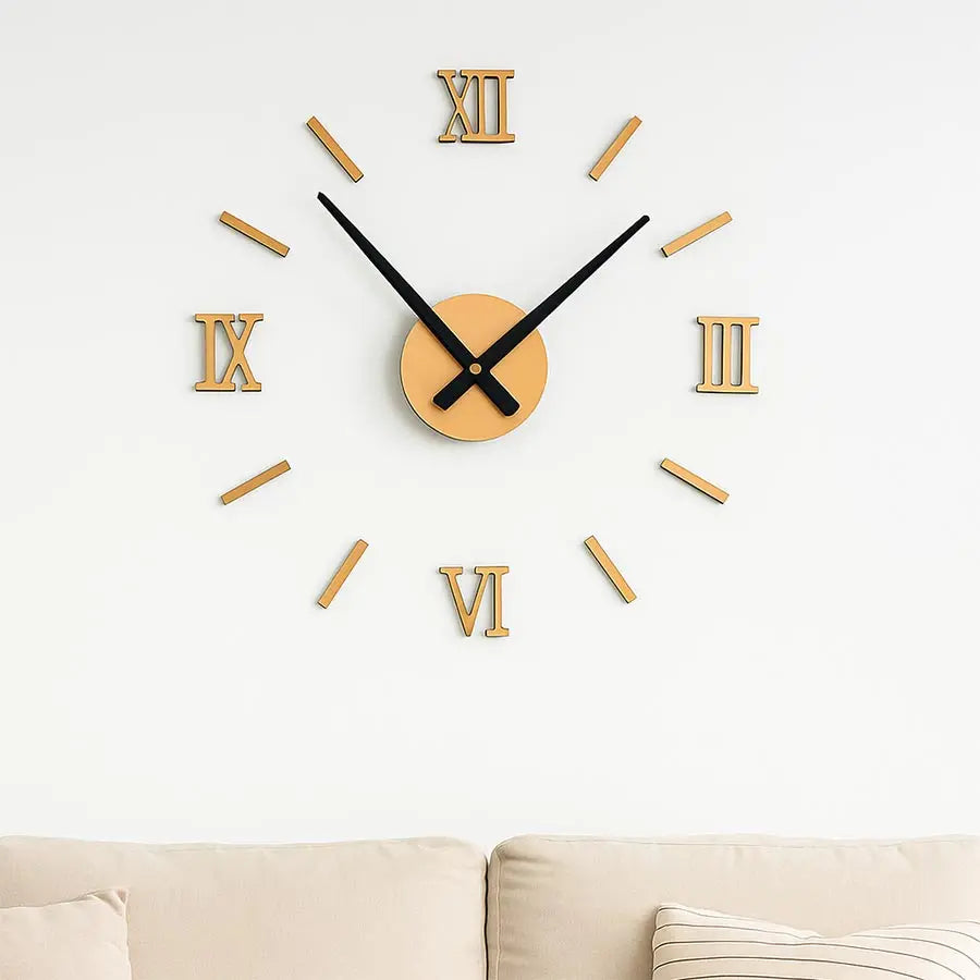 Horloge Murale Moderne 3D Acrylique Miroir Chiffres Romains