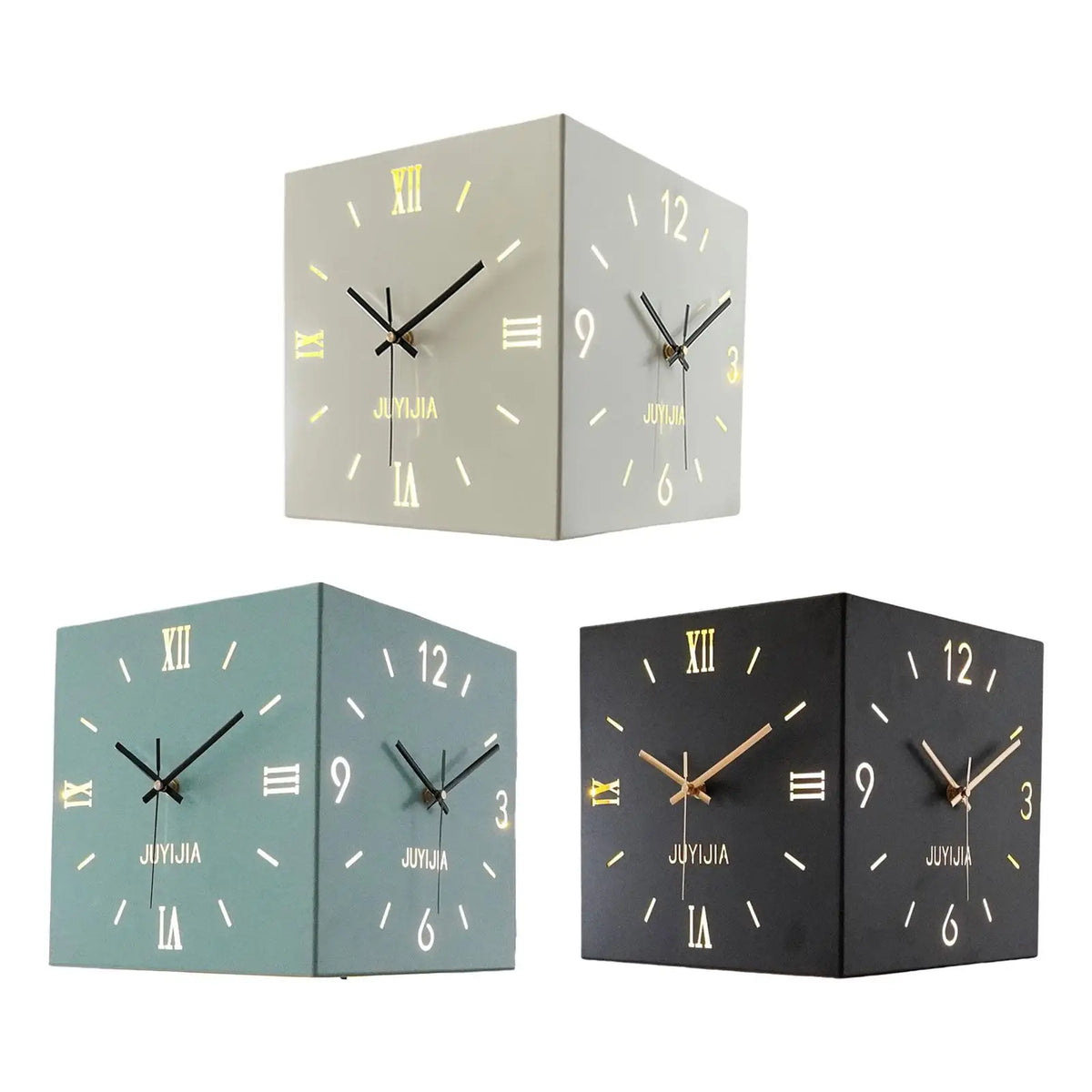 Horloge Mural Coin Double Face Lumineuse Silencieuse Moderne