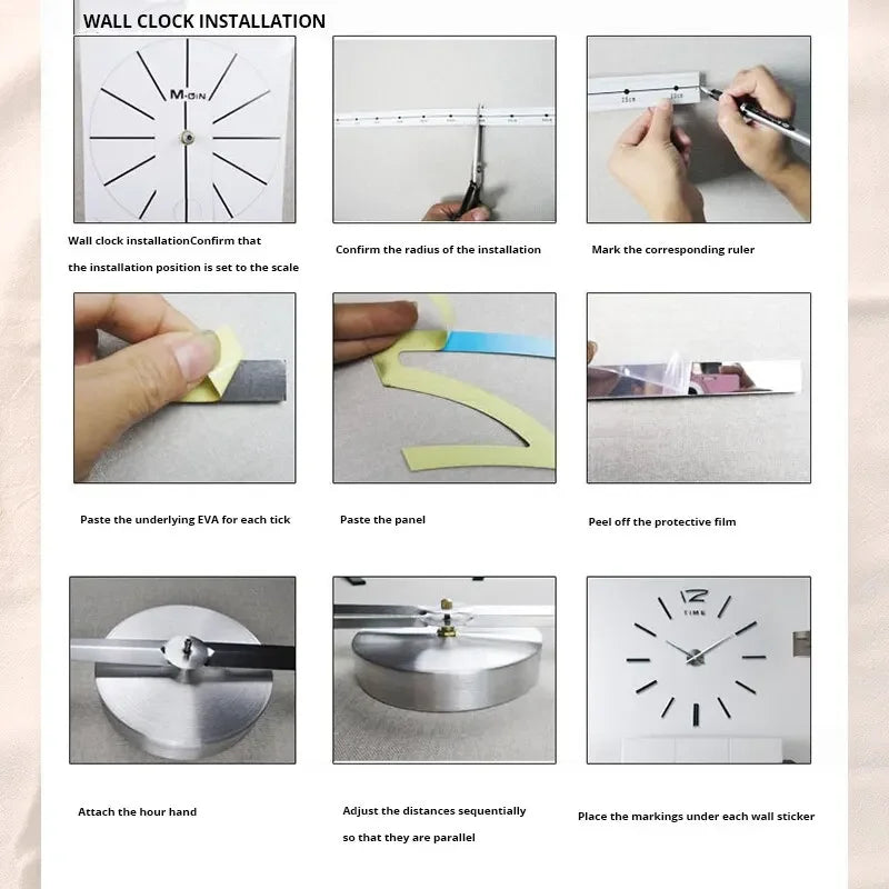 Horloge Murale Acrylique 3D Chiffres Romains Adhésive DIY