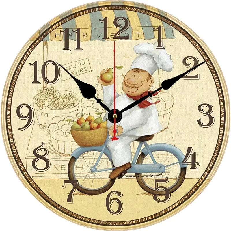 Horloge Mural Vintage Chef Boulanger Cuisine Décoration