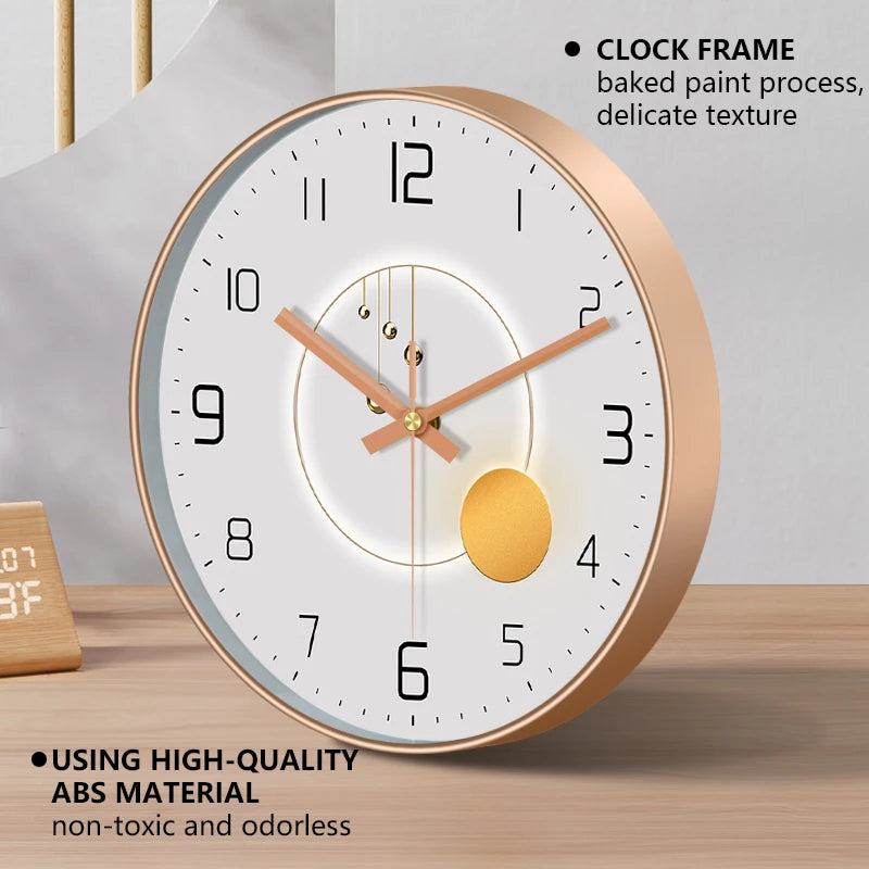 Horloge Mural Ronde Lumineuse Design Moderne Silencieuse