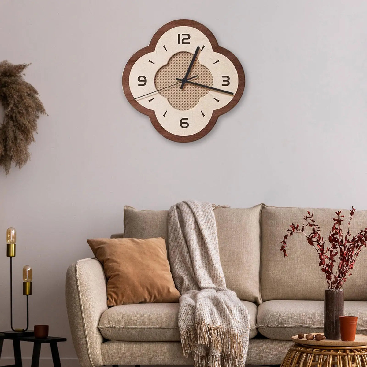 Horloge Mural Cadre Bois Silencieuse Décoration Maison