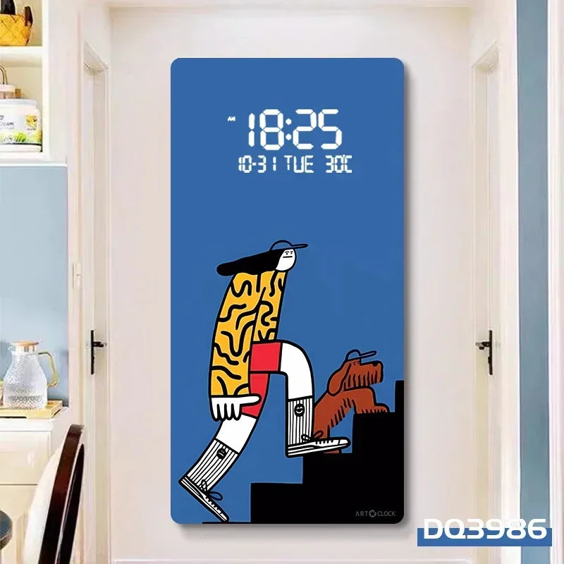 Horloge Mural Grande Luxe, Quartz, Dessin Animé Numérique.