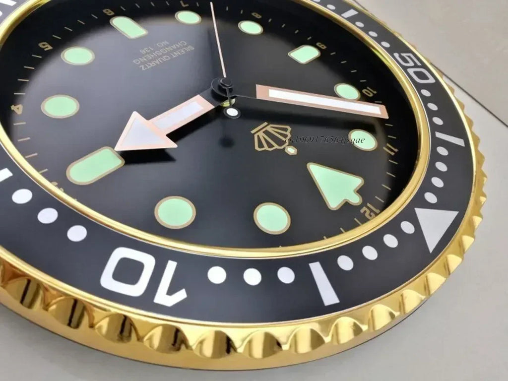 Horloge Mural Dorée Lumineuse Silencieuse Chambre Bureau