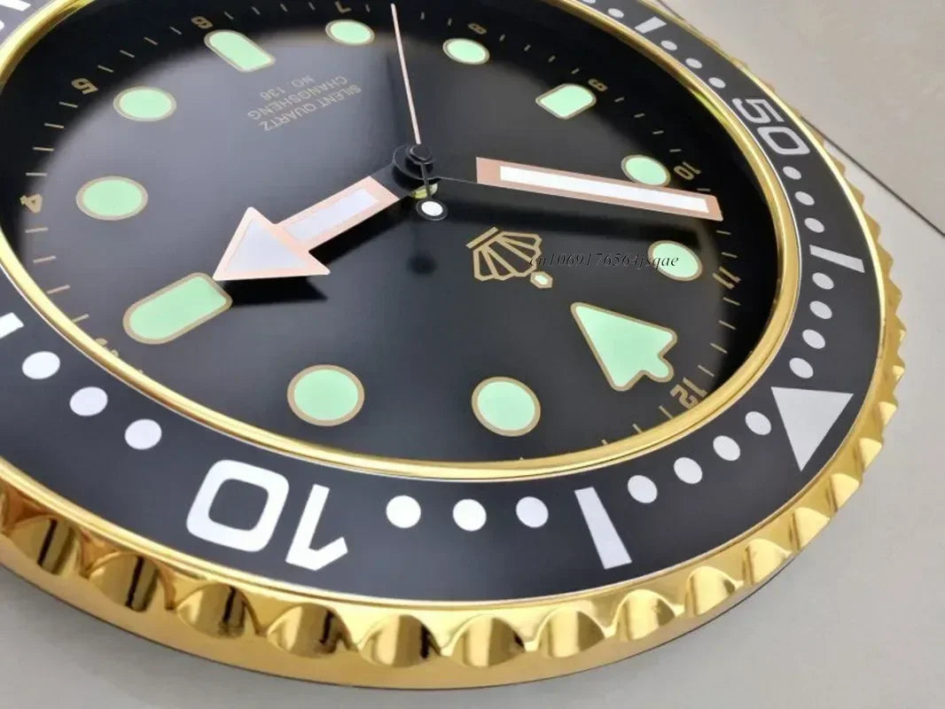 Horloge Mural Dorée Phosphorescente Silencieuse Chambre Bureau