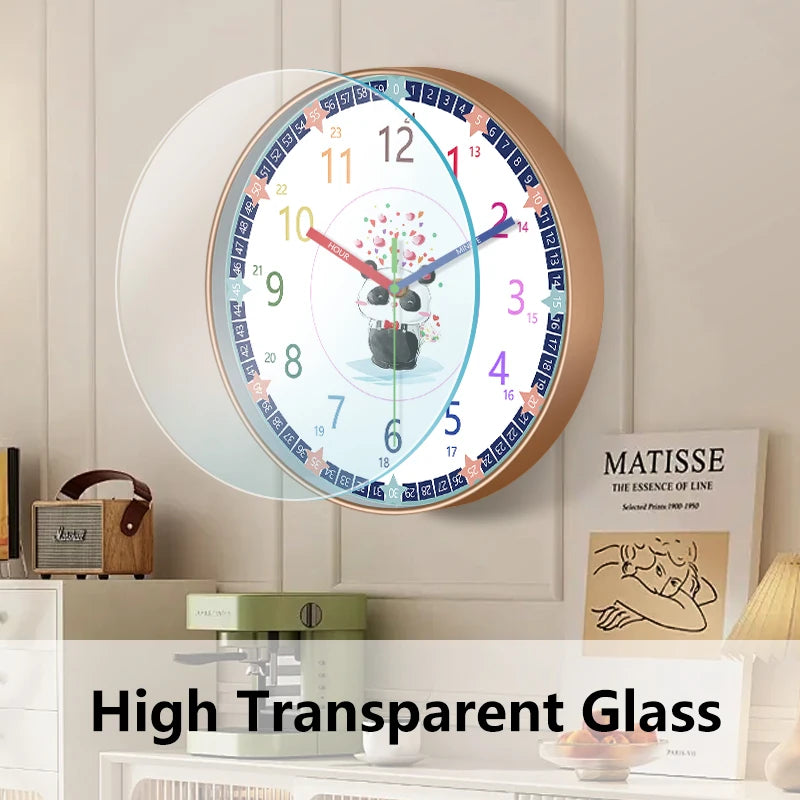 Horloge Mural Panda Enfants Chiffres Colorés Silencieuse