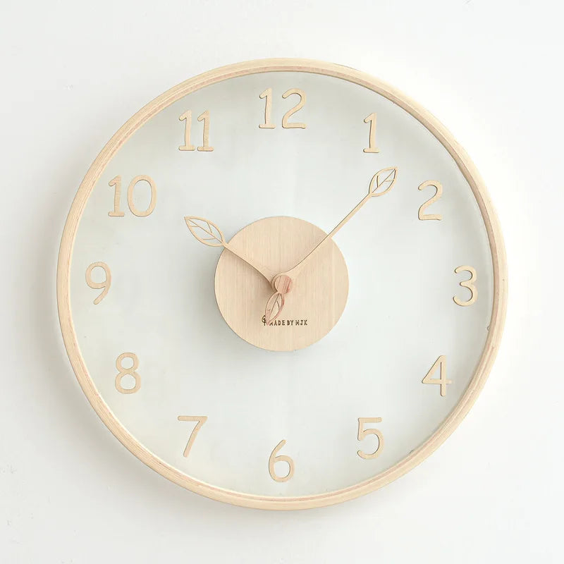 Horloge Murale Bois Massif Verre Luxe Nordique Design