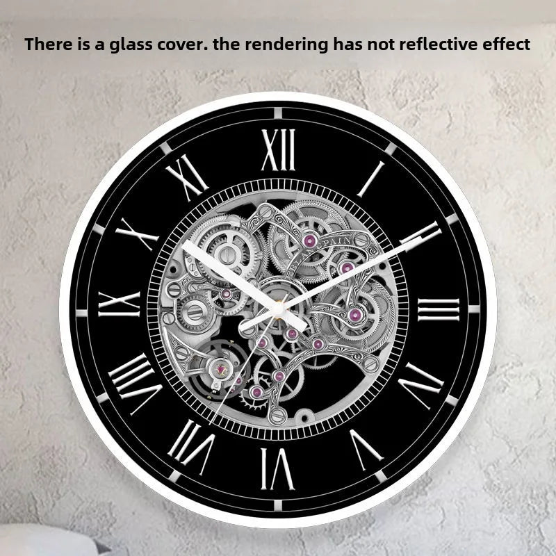 Horloge Mural Engrenages Rétro Mécanique Quartz Américain Luxe