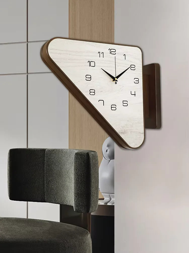 Horloge Mural Double Face Coin Bois Moderne