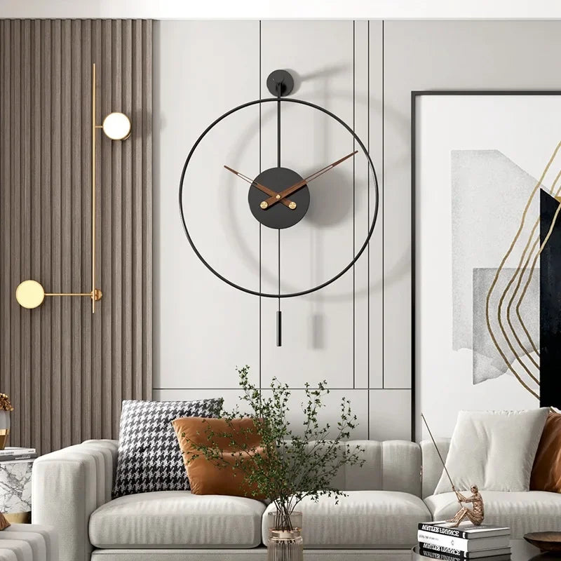 Horloge Mural Métal Minimaliste Industrielle Grande Silencieuse Sans Perçage