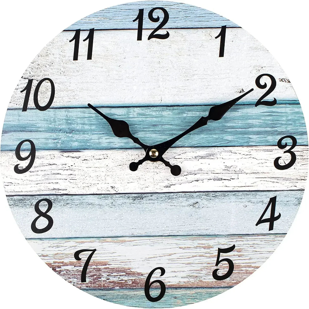 Horloge Murale Bois Rustique Silencieuse Thème Plage