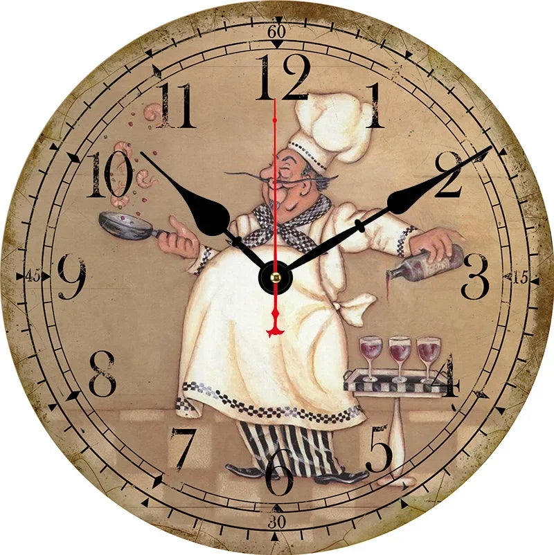 Horloge Murale Vintage Chef Boulanger Cuisine Déco Moderne