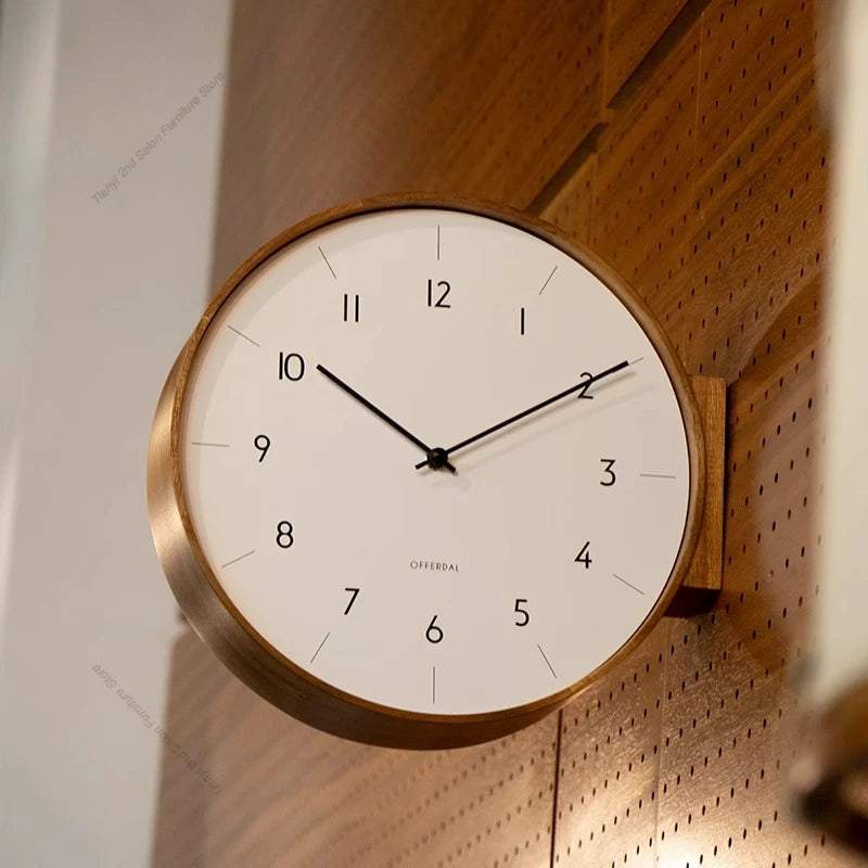 Horloge Mural Japonaise Double Face Bois Massif Luxe.