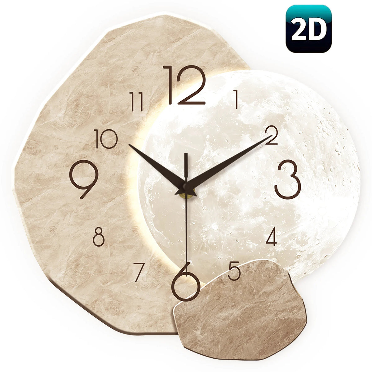 Horloge Murale Moderne Silencieuse Bois Design Lune