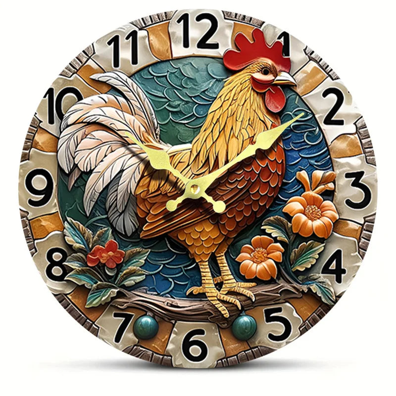 Horloge Murale Bois 3D Silencieuse Ronde Déco Maison