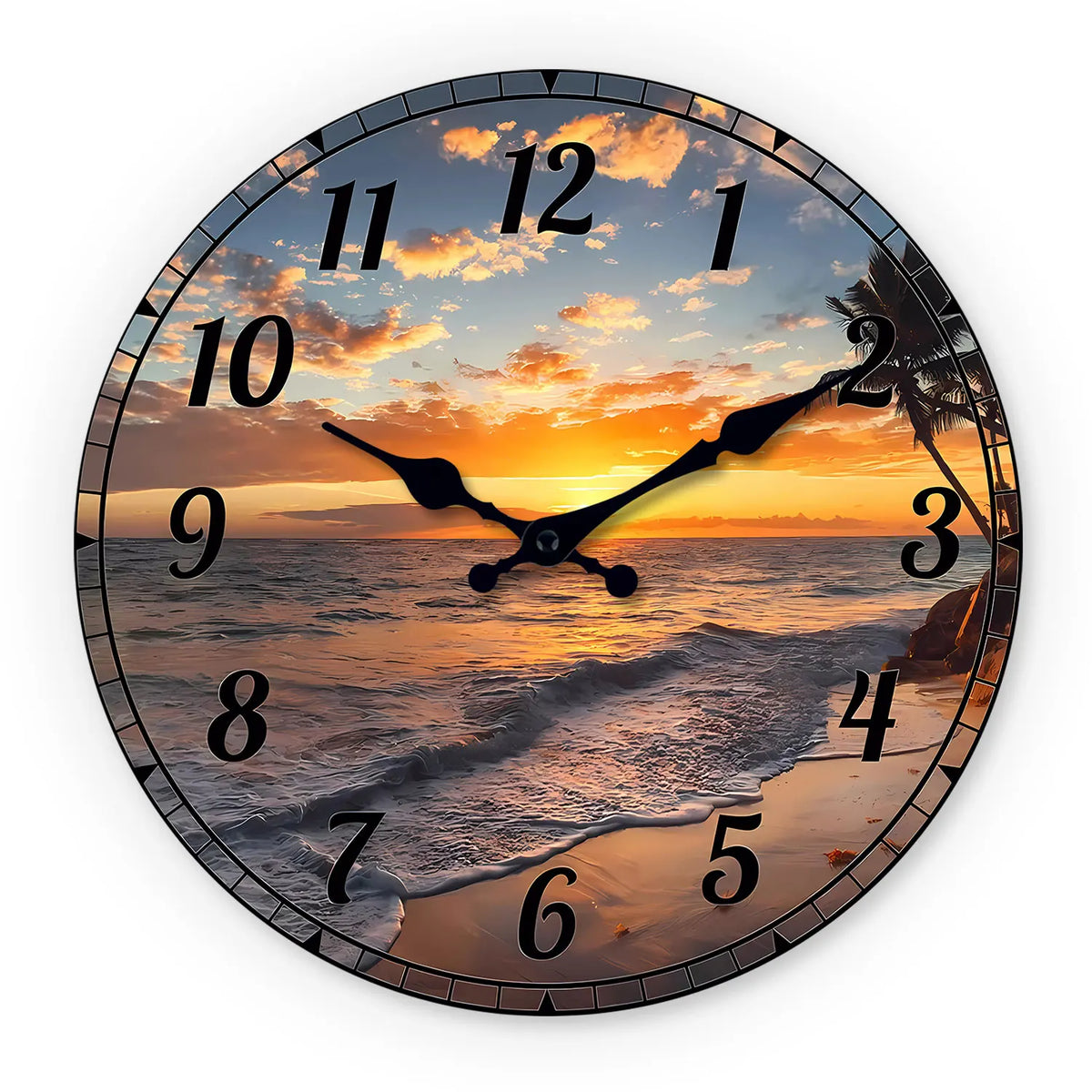 Horloge Murale Silencieuse Motif Bois Déco Salon Chambre.