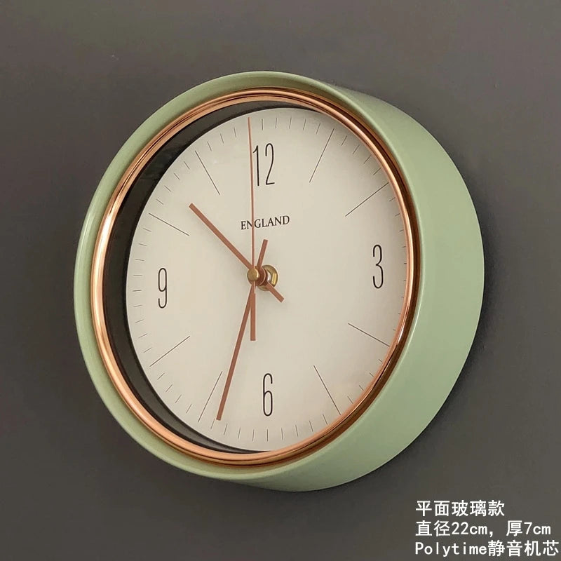 Horloge Mural Table Vintage Métal Vert Olive Silencieuse