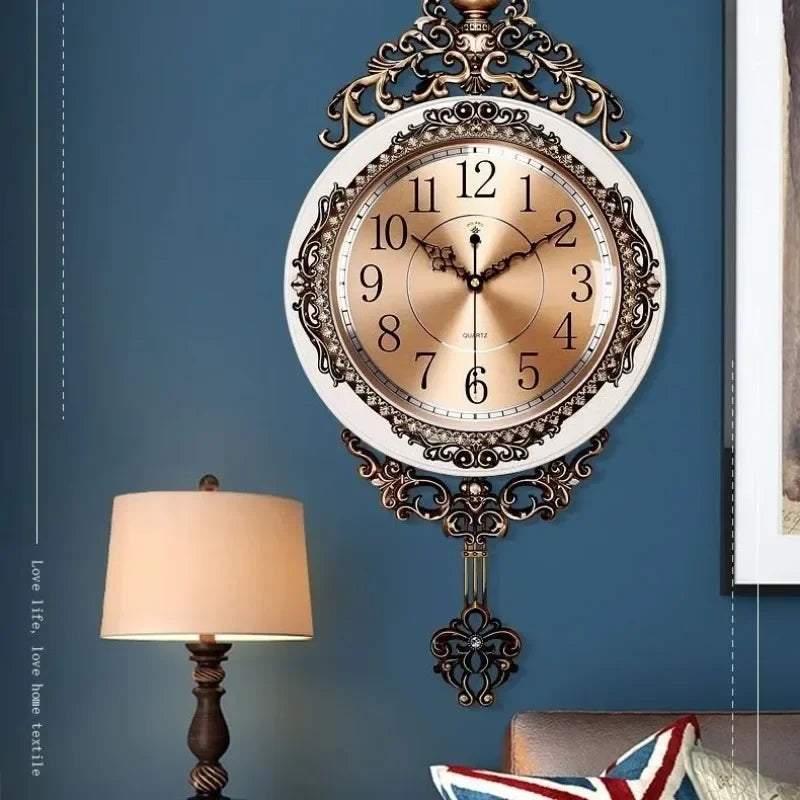 Horloge Mural Or Luxe Grande Balançoire Silencieuse Salon