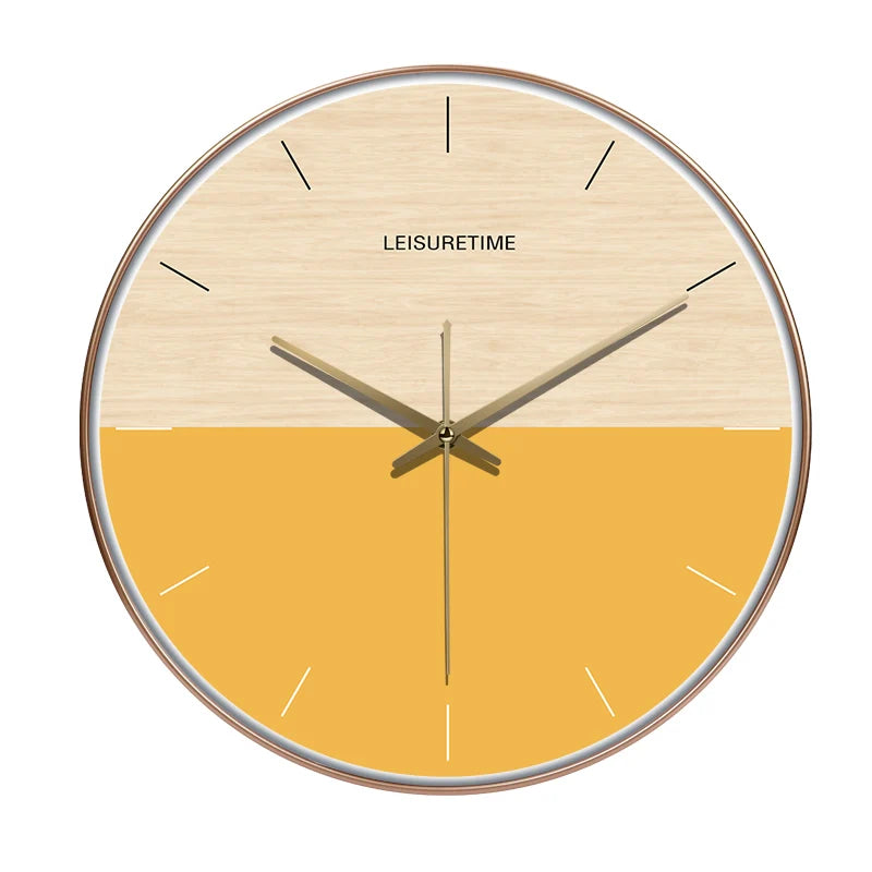 Horloge Murale Bicolore Silencieuse Quartz Verre Design