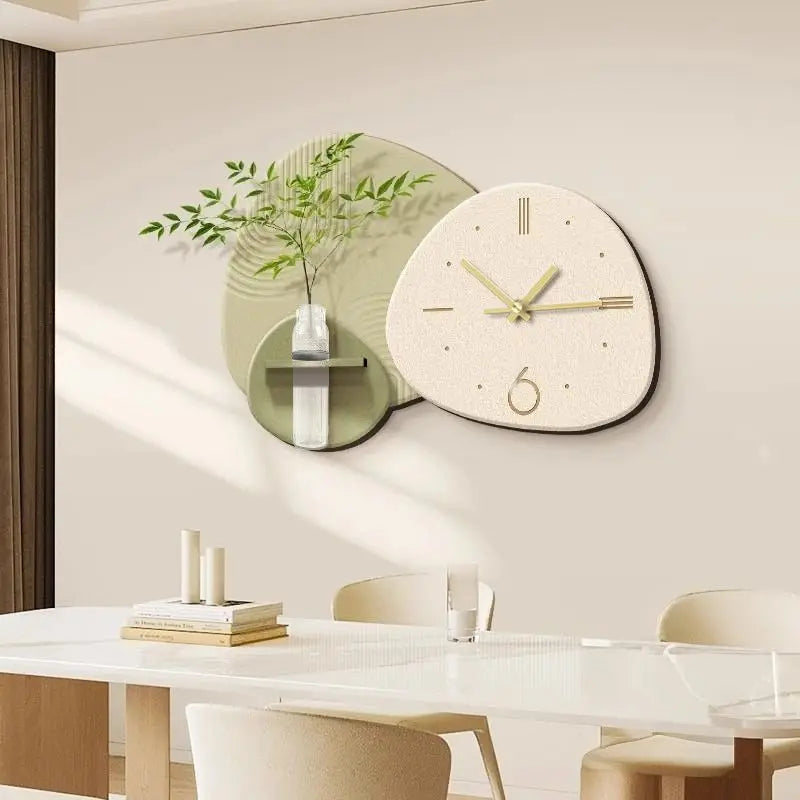 Horloge Murale Décorative Crème Plante Hydroponique Salon