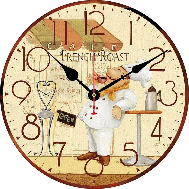 Horloge Mural Vintage Chef Boulanger Cuisine Décoration