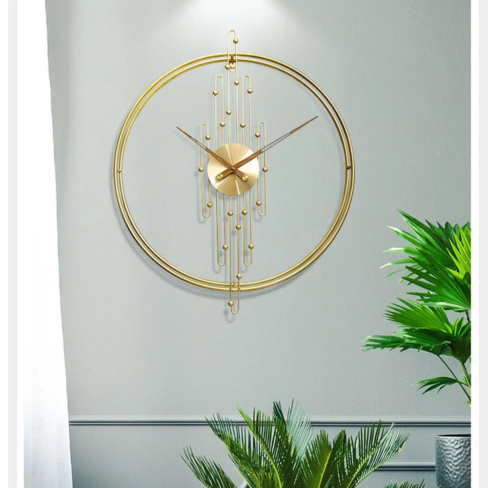 Horloge Mural Luxe Rétro Or Moderne Silencieuse Grande