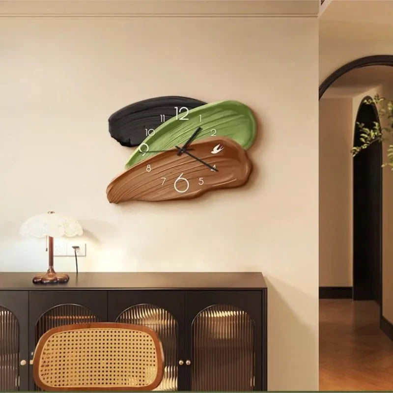 Horloge Murale Rétro Ancien Abstraite Verte Salon Déco