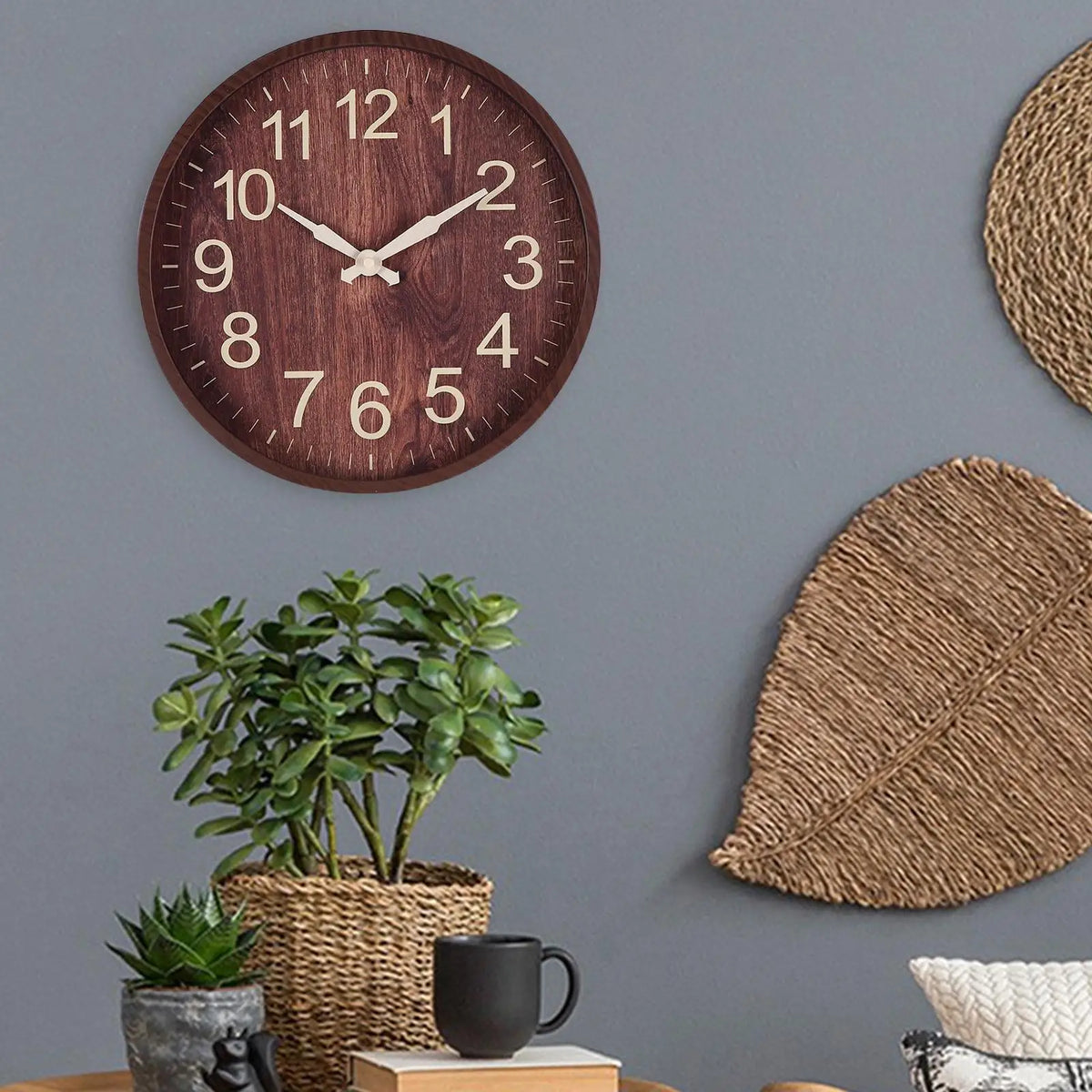 Horloge Murale Bois Minimaliste Silencieuse Moderne Décoration