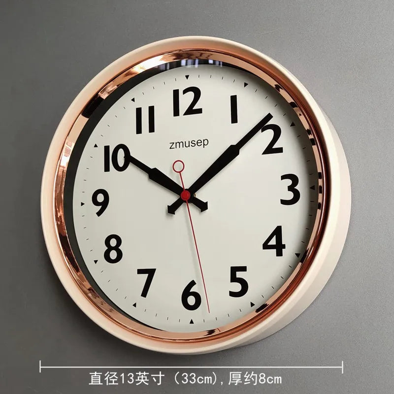 Horloge Mural Déco Vintage Métal Vert Olive Silencieuse