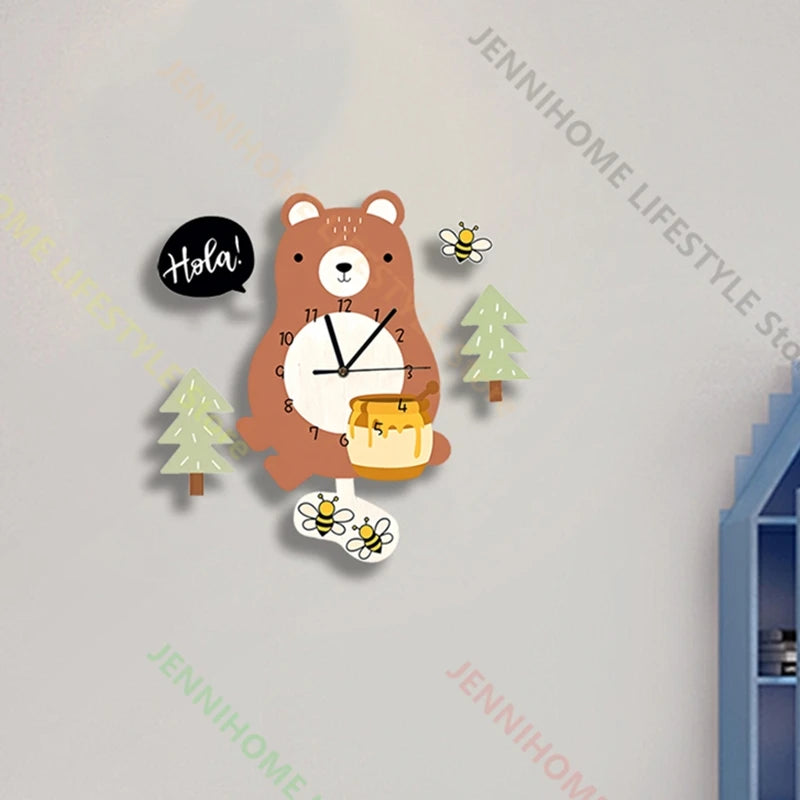 Horloge Mural Dinosaure Fusée Pendule Mignonne Enfant