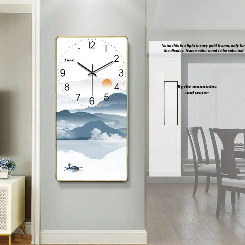 Horloge Mural Rectangulaire Porcelaine Cristal Rouge Calendrier Salon