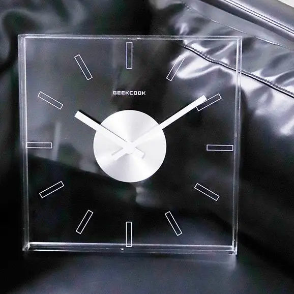 Horloge Murale Carrée Acrylique Transparente Bleu Klein Design