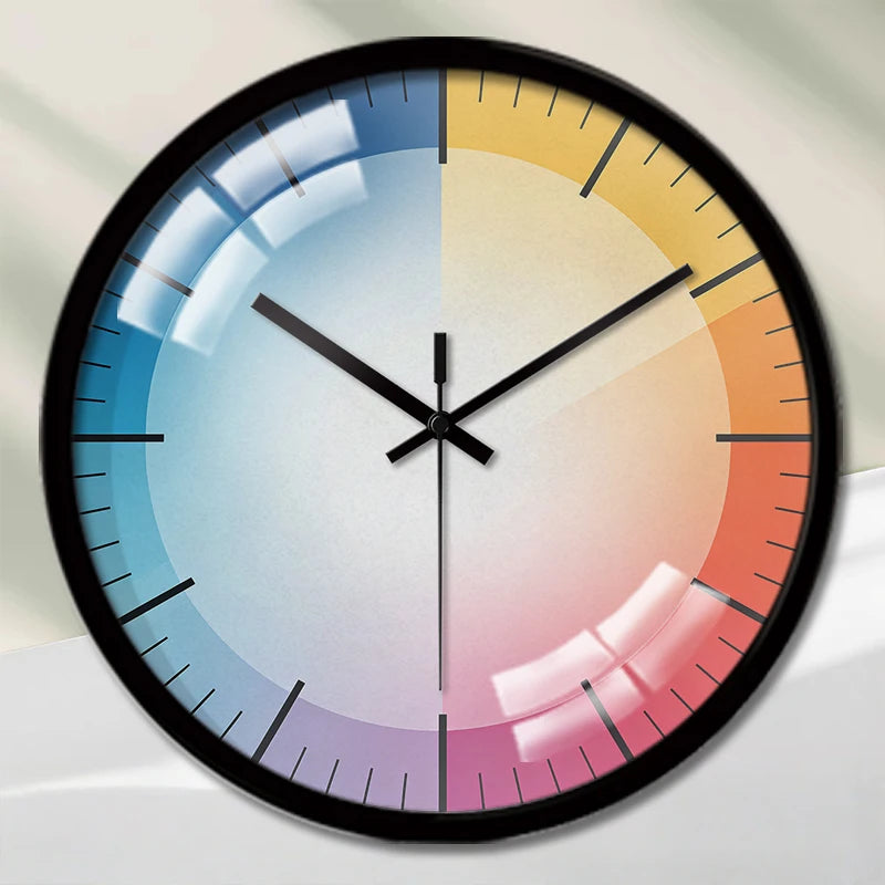 Horloge Mural Silencieuse Ronde Cartoon Couleurs Dégradées Enfants