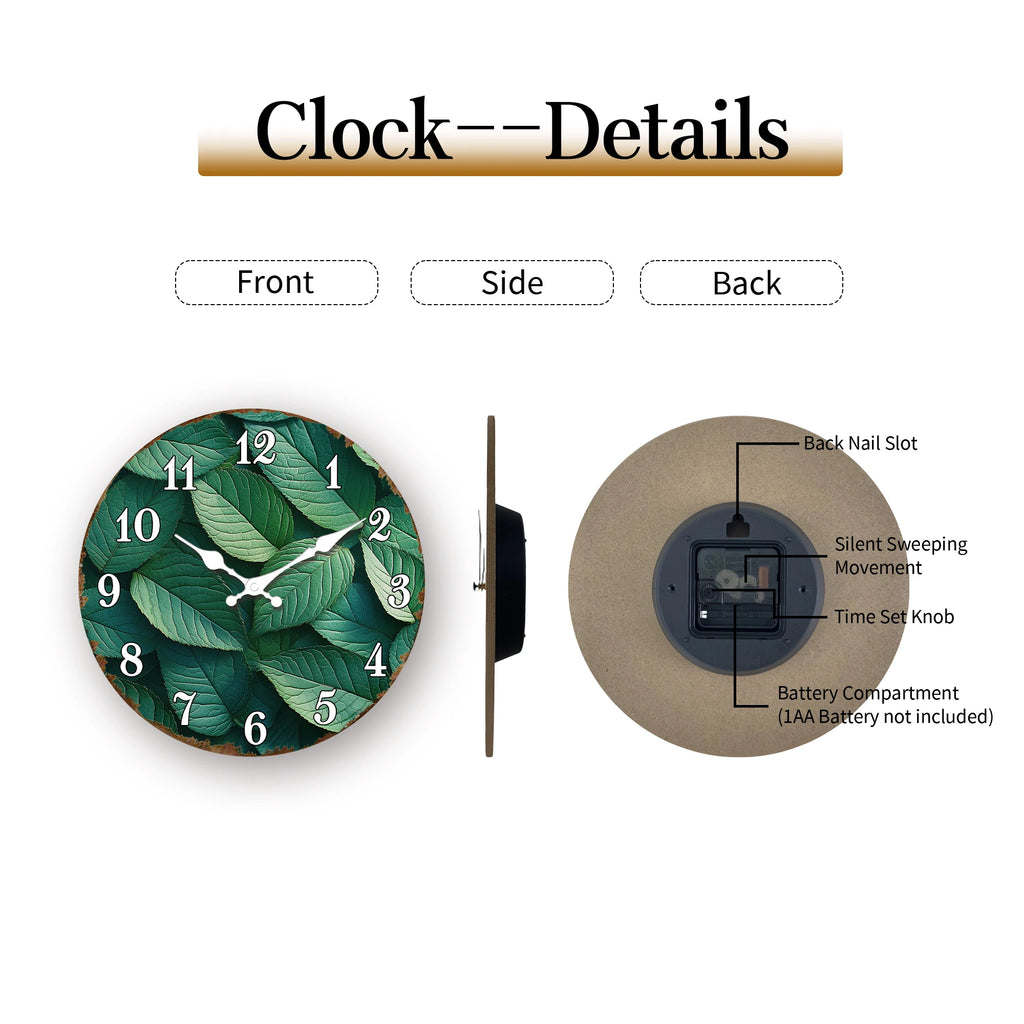 Horloge Mural Botanique Feuillage Vert Luxuriant Amoureux Plantes