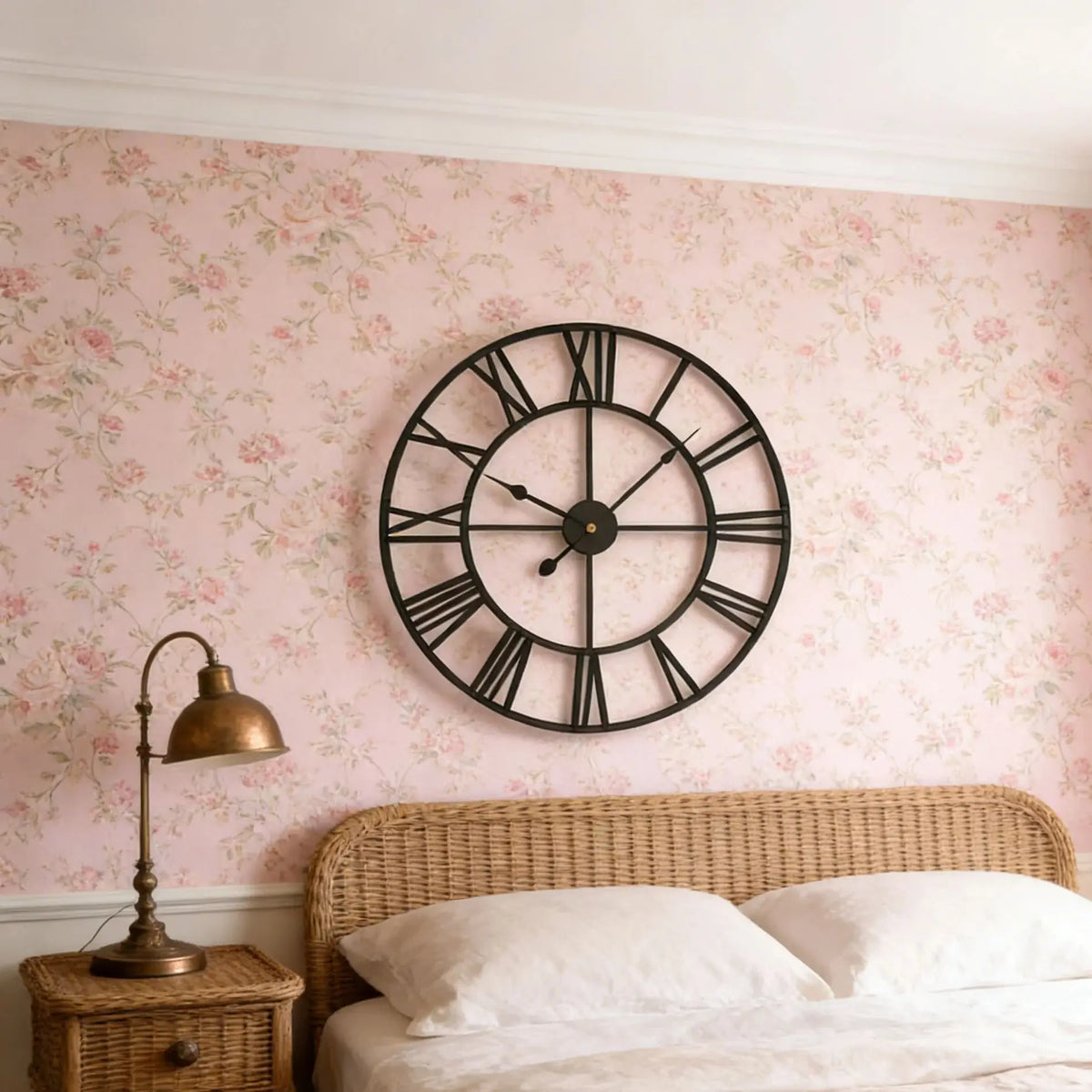 Horloge Mural Industrielle Vintage Chiffres Romains Silencieuse