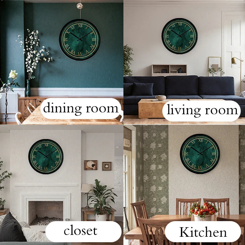 Horloge Mural Vintage Verte Dessin Animé Silencieuse Enfants