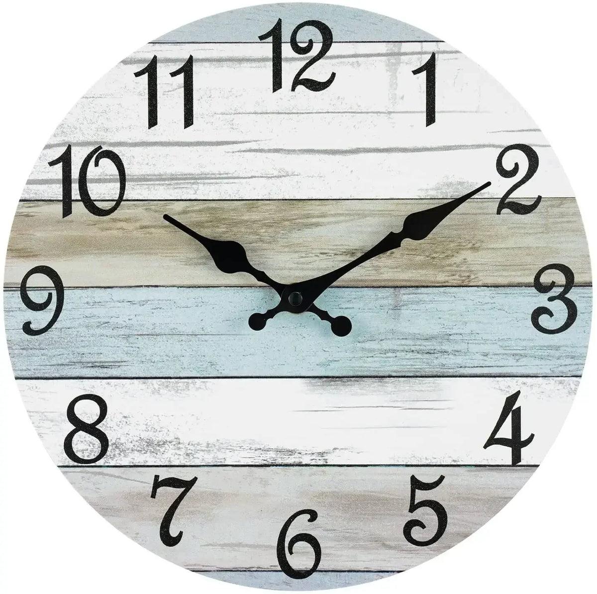 Horloge Murale Bois Rustique Silencieuse Thème Plage