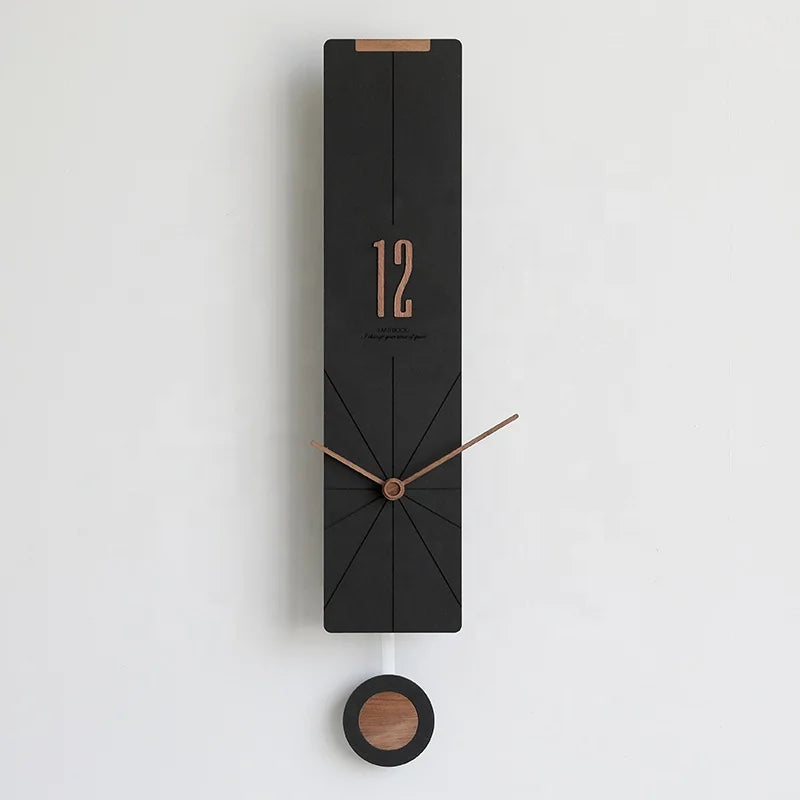 Horloge Mural Pendule Noir Moderne Bois Design