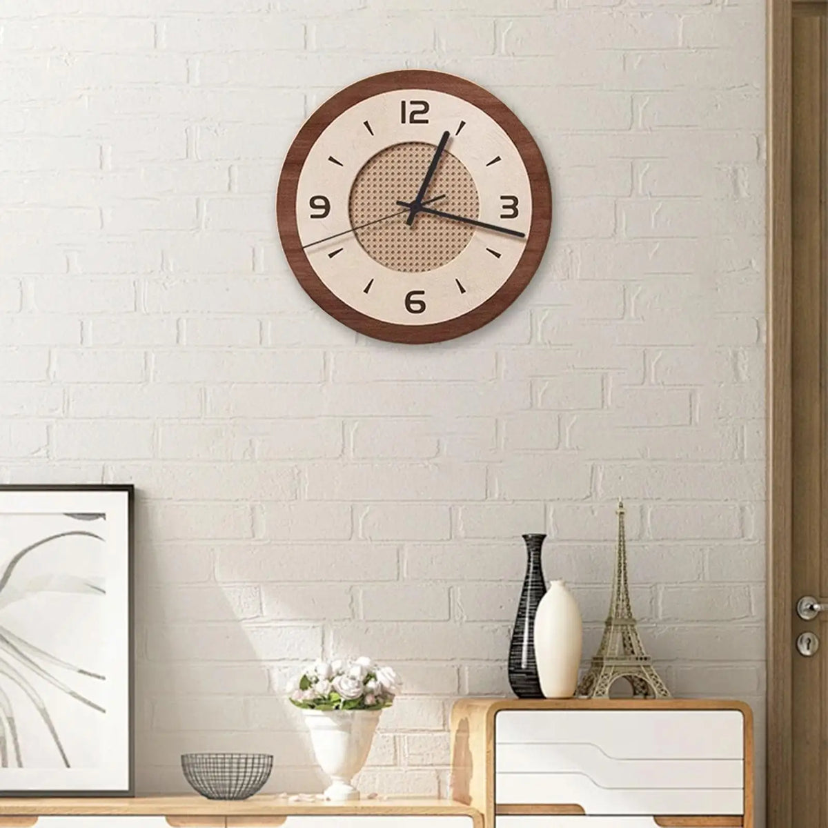 Horloge Mural Bois Silencieuse Décoration Maison Moderne