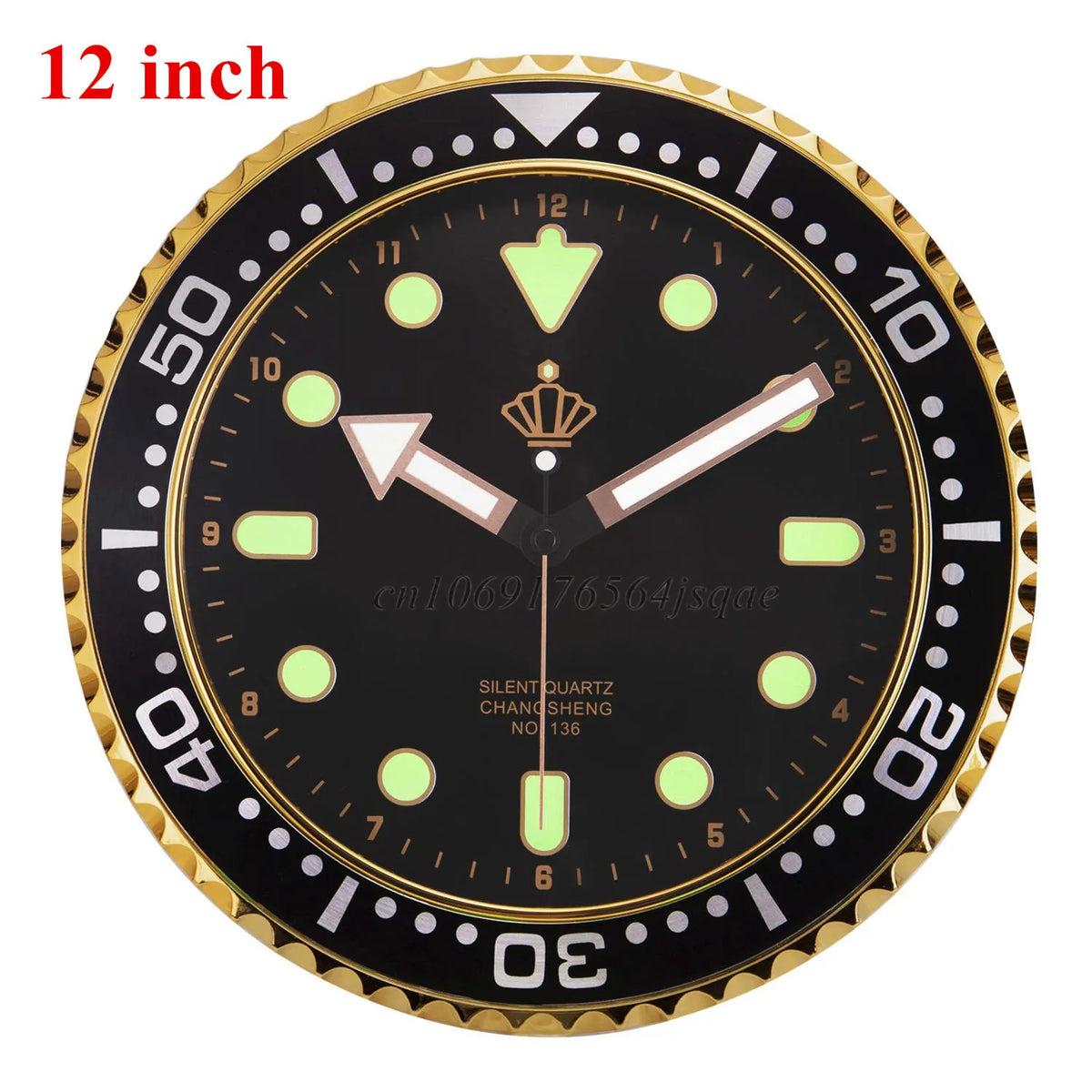 Horloge Mural Dorée Lumineuse Silencieuse Chambre Bureau